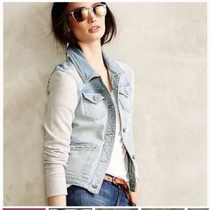 Anthropologie Pilcro Terry Sleeve Denim Jacket